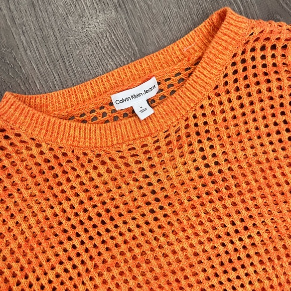 Calvin Klein Bold Orange Mesh Sweater - Picture 2 of 7